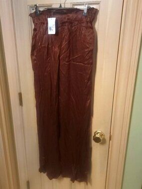 Misses Sz M Forever 21 NWT Brown Silky Pants Wide Leg